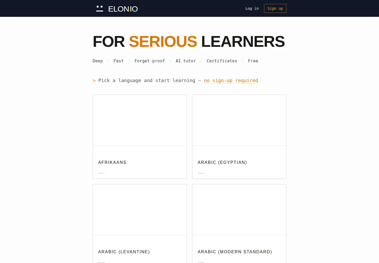 Captured homepage of elon.io in the current scan