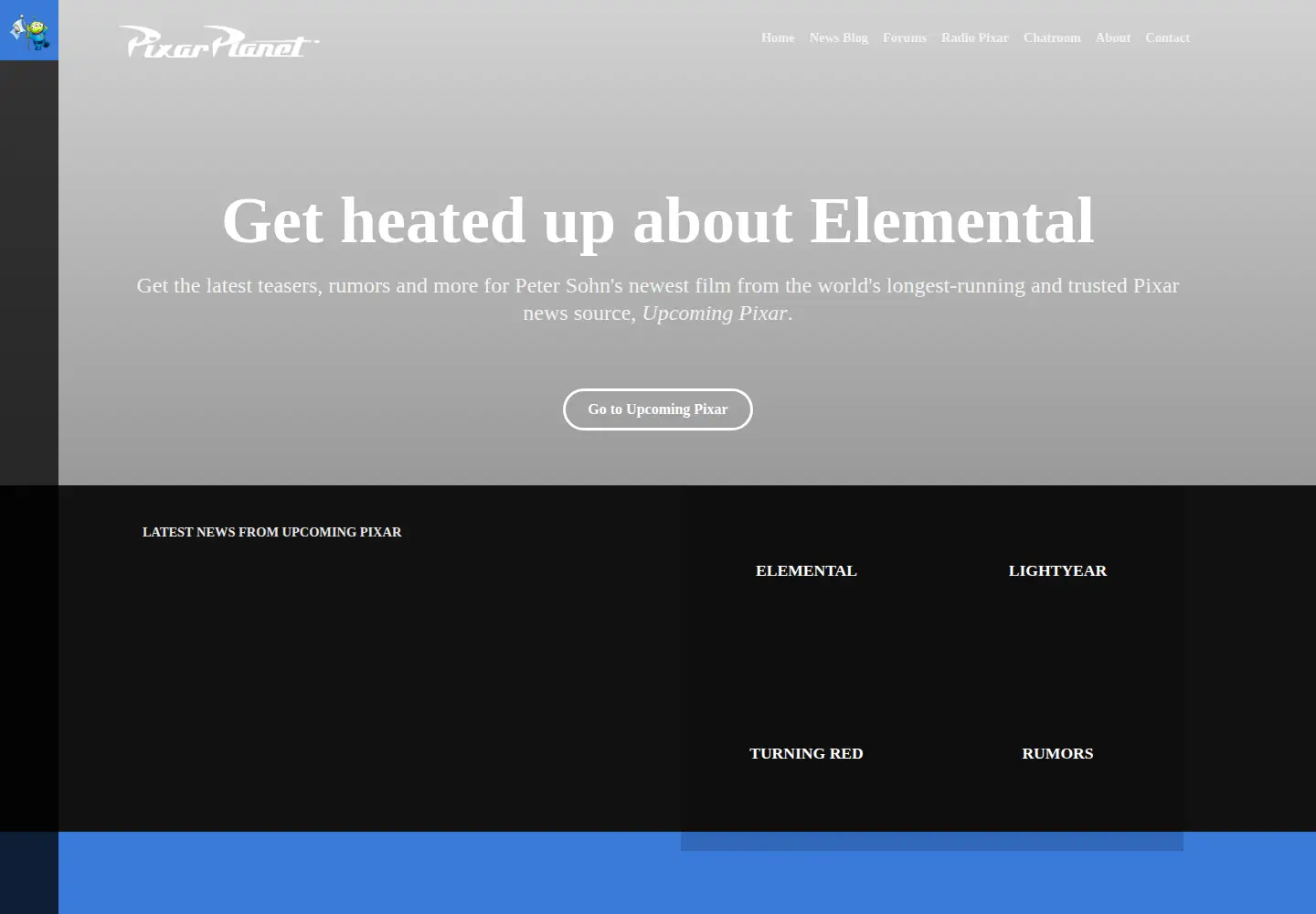 Captured homepage of pixarplanet.com in the current scan