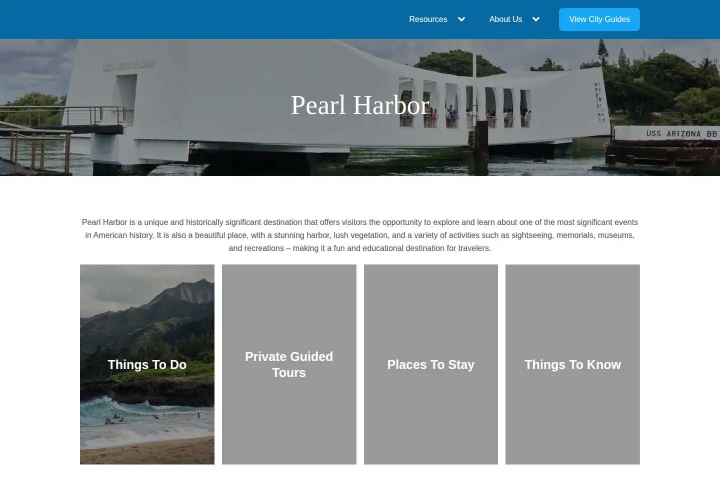 Screenshot of visitpearlharbor.org