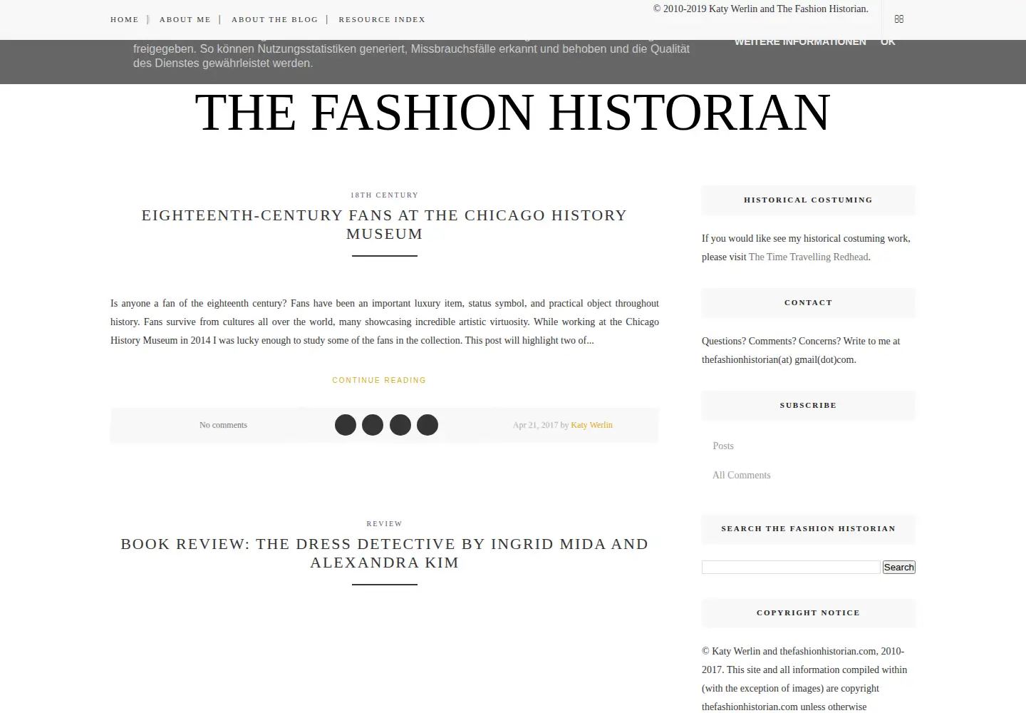 Screenshot of thefashionhistorian.com