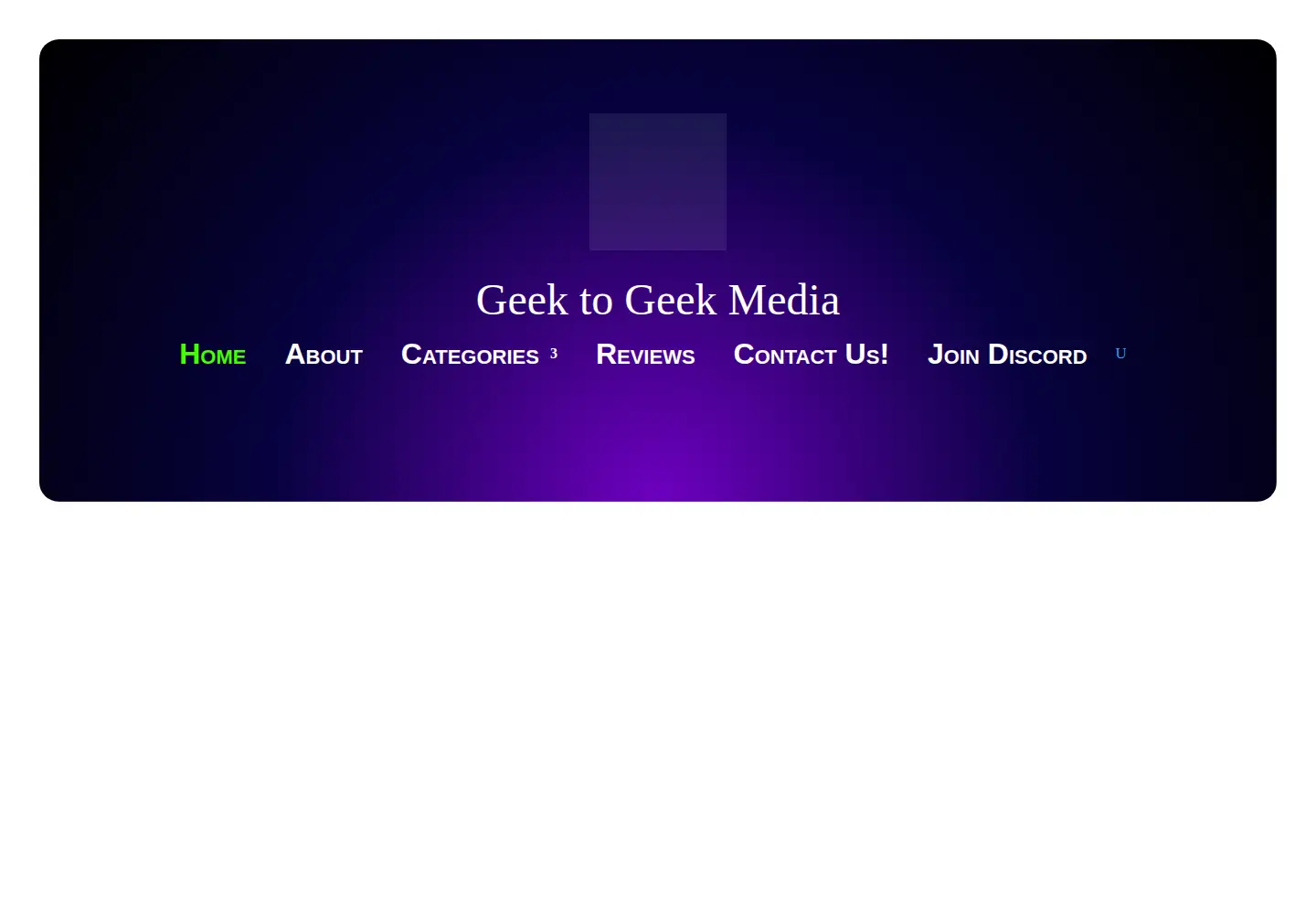 Captured homepage of geektogeekmedia.com in the current scan