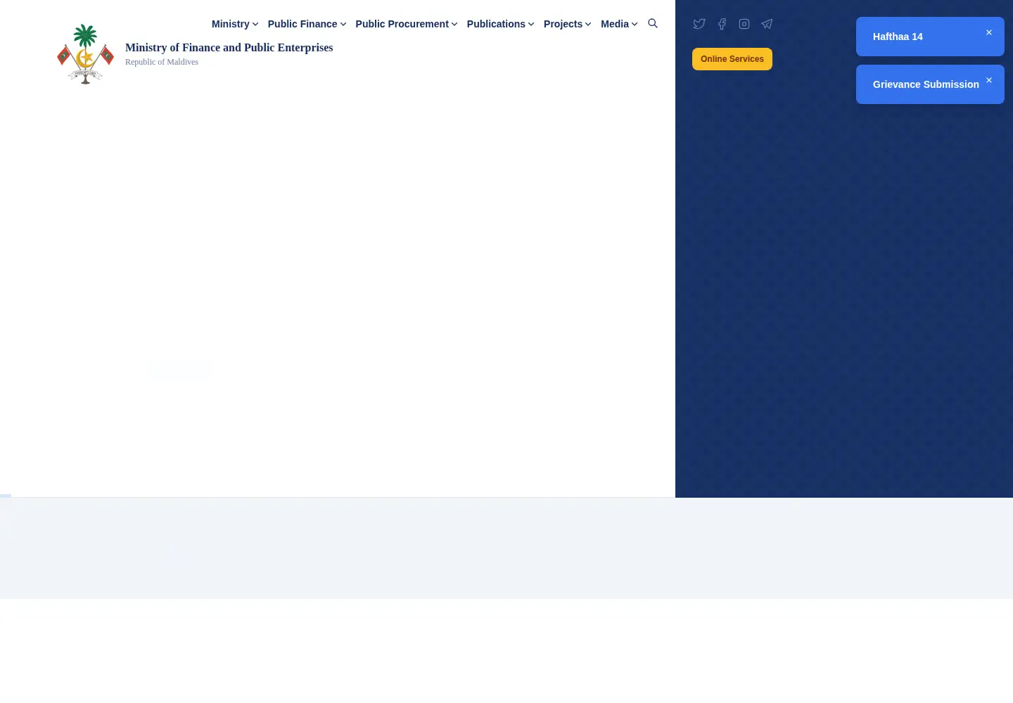 Captured homepage of finance.gov.mv in the current scan