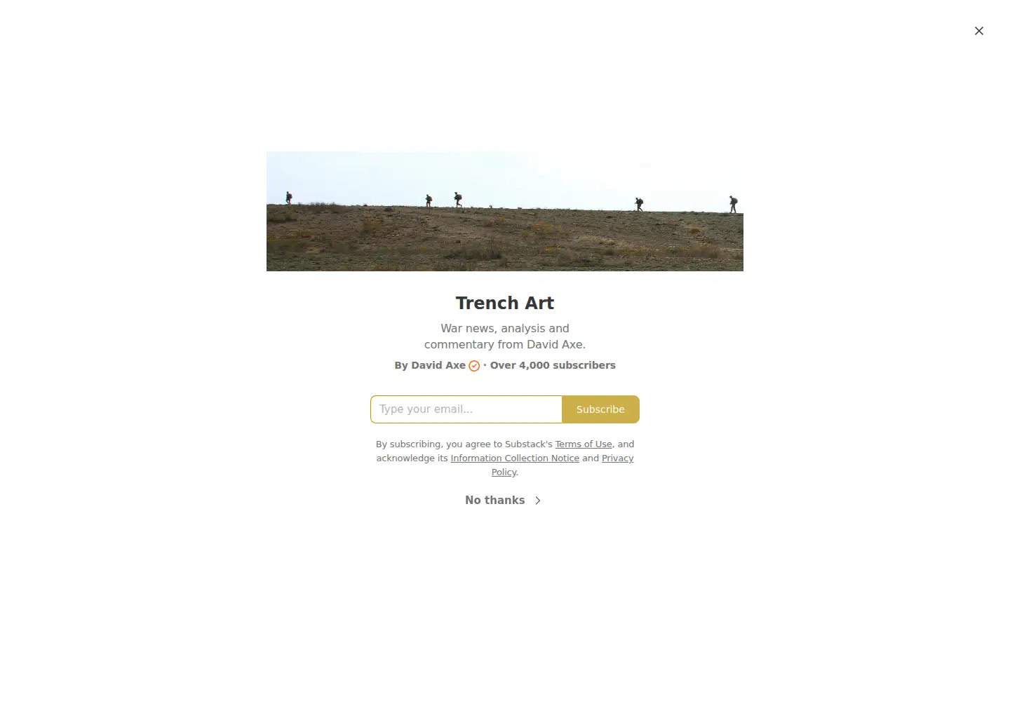 Captured homepage of trenchart.us in the current scan