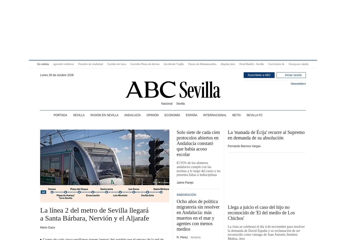 Captured homepage of abcdesevilla.es in the current scan