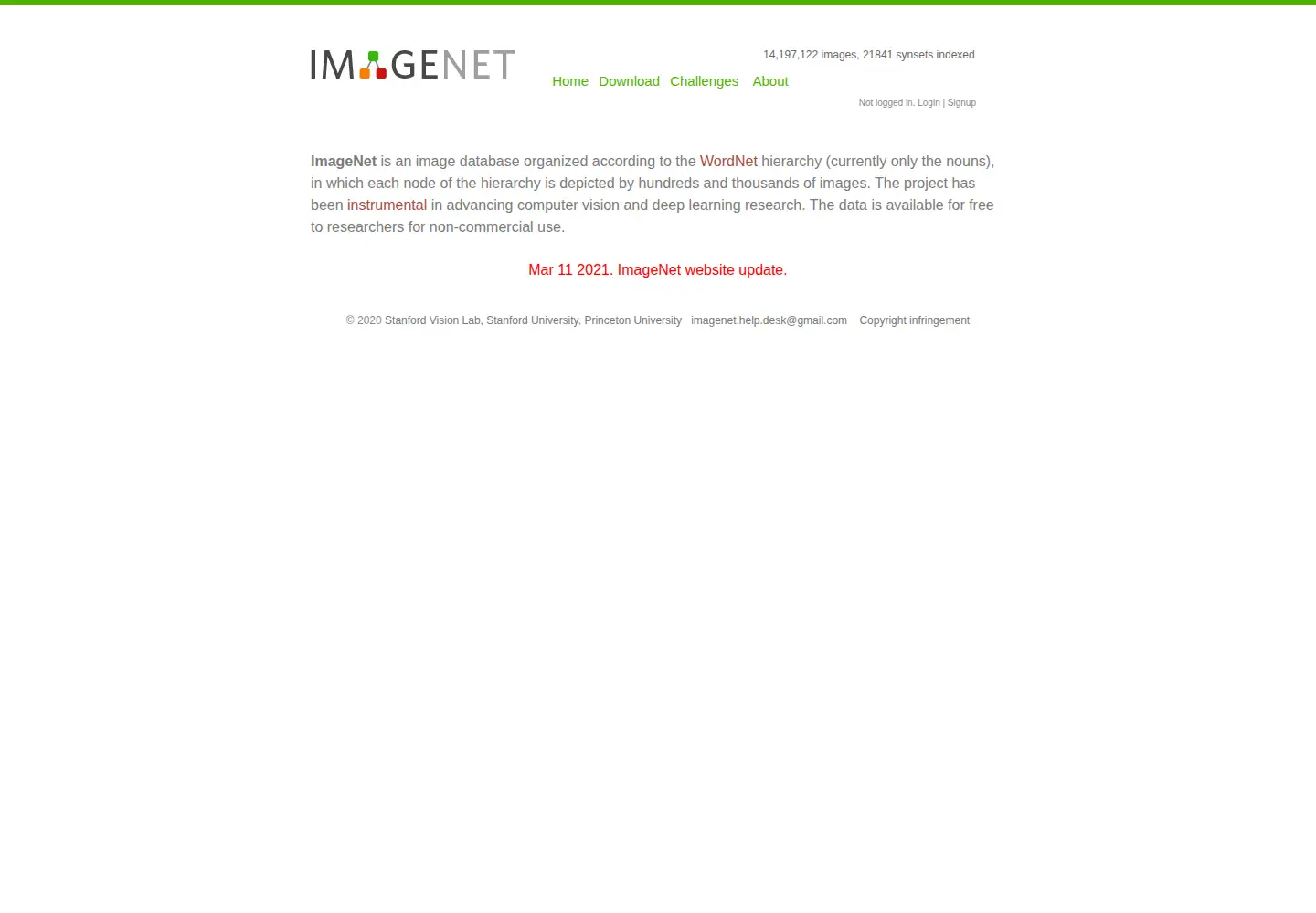 Screenshot of image-net.org