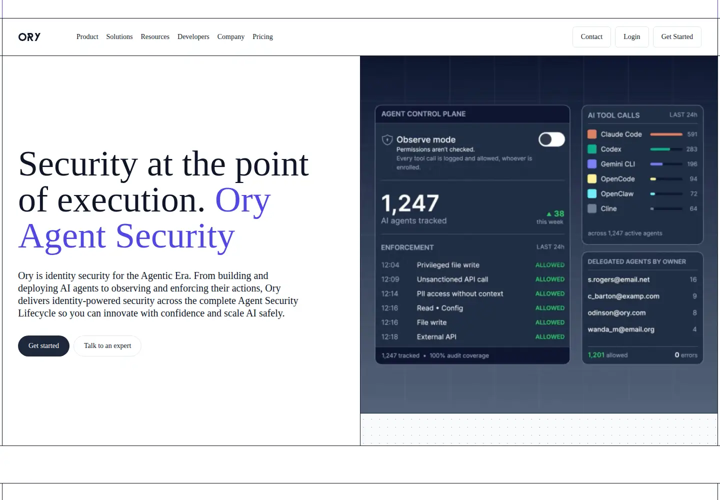 Screenshot of ory.com