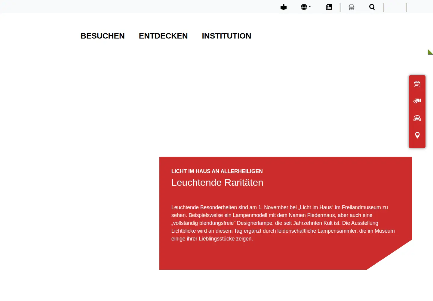 Captured homepage of freilandmuseum.de in the current scan