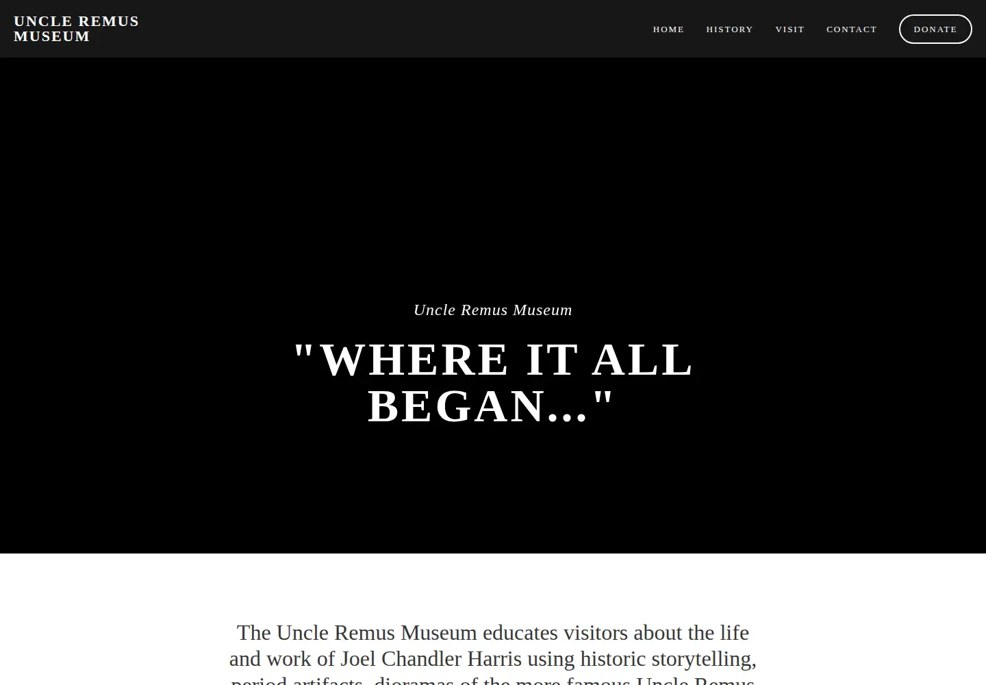 Screenshot of uncleremusmuseum.org