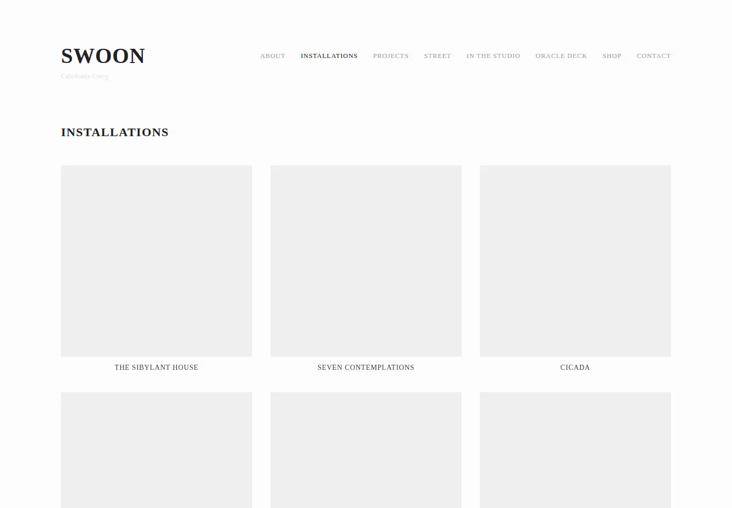 Captured homepage of swoonstudio.org in the current scan