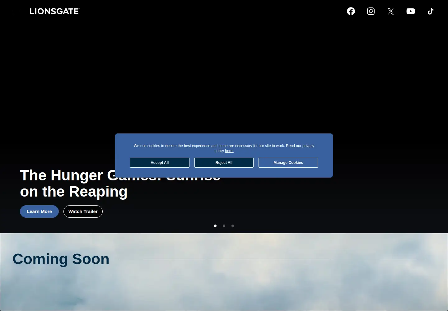 Captured homepage of lionsgatefilms.co.uk in the current scan