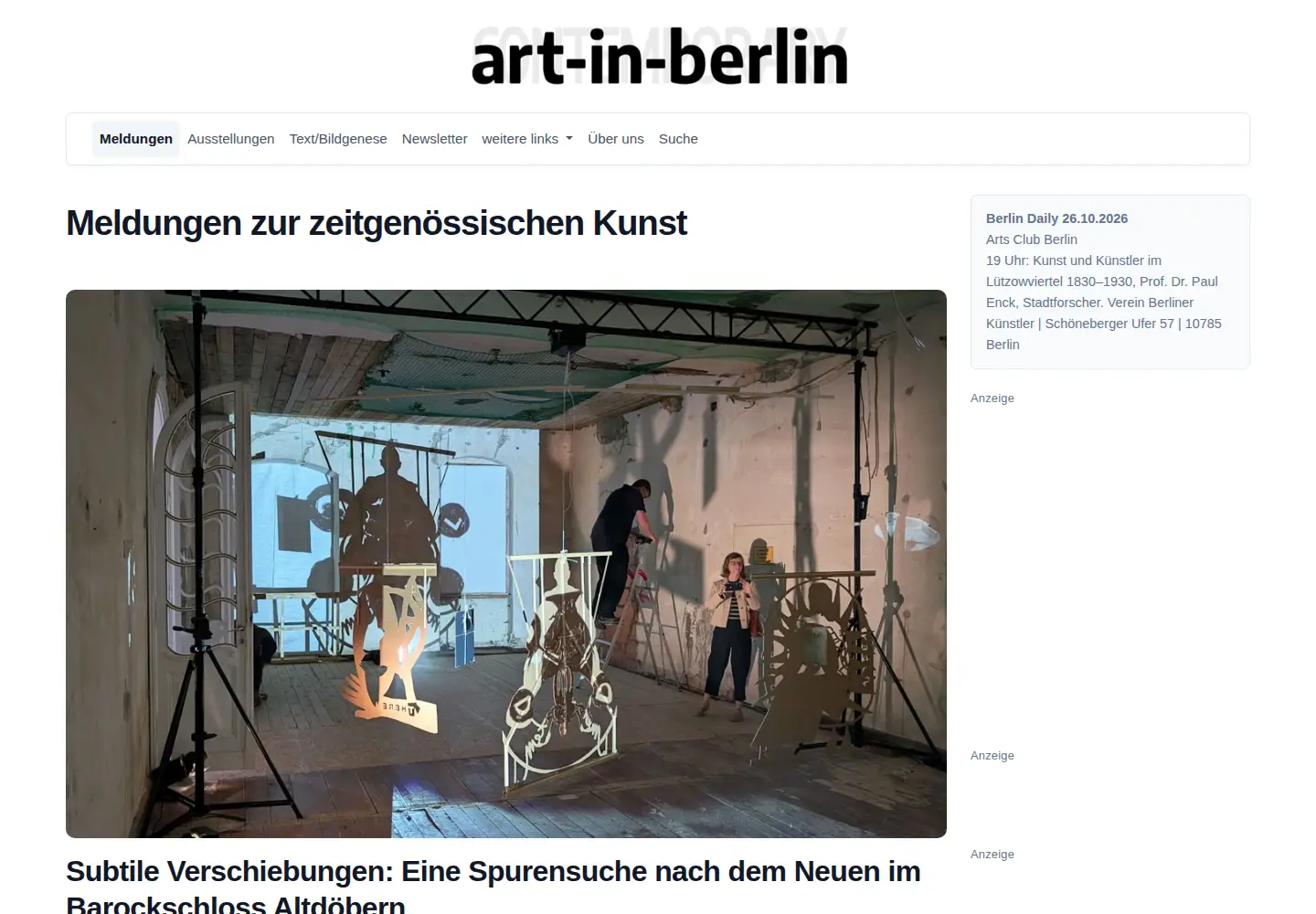 Captured homepage of art-in-berlin.de in the current scan
