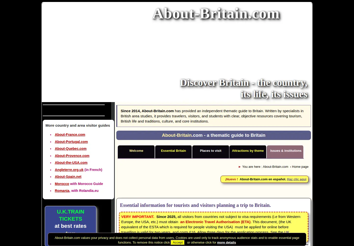 Captured homepage of about-britain.com in the current scan