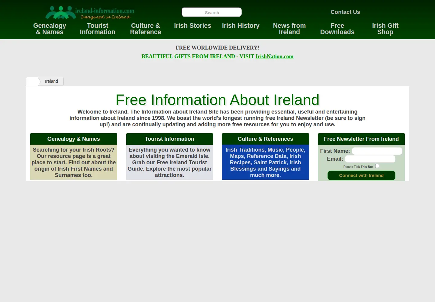 Screenshot of ireland-information.com