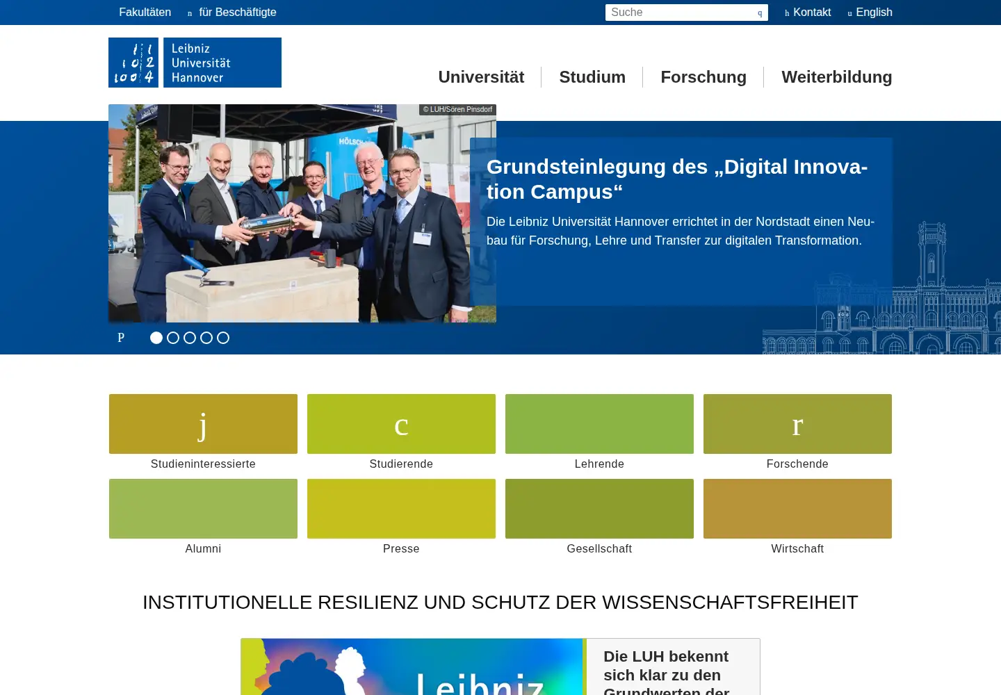 Screenshot of uni-hannover.de