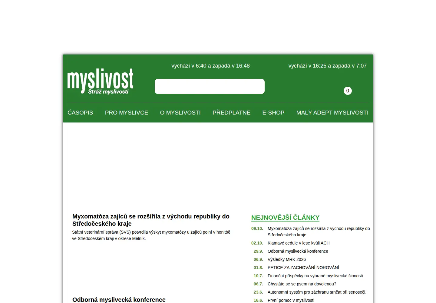 Screenshot of myslivost.cz