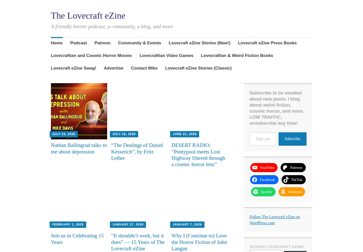 Screenshot of lovecraftzine.com
