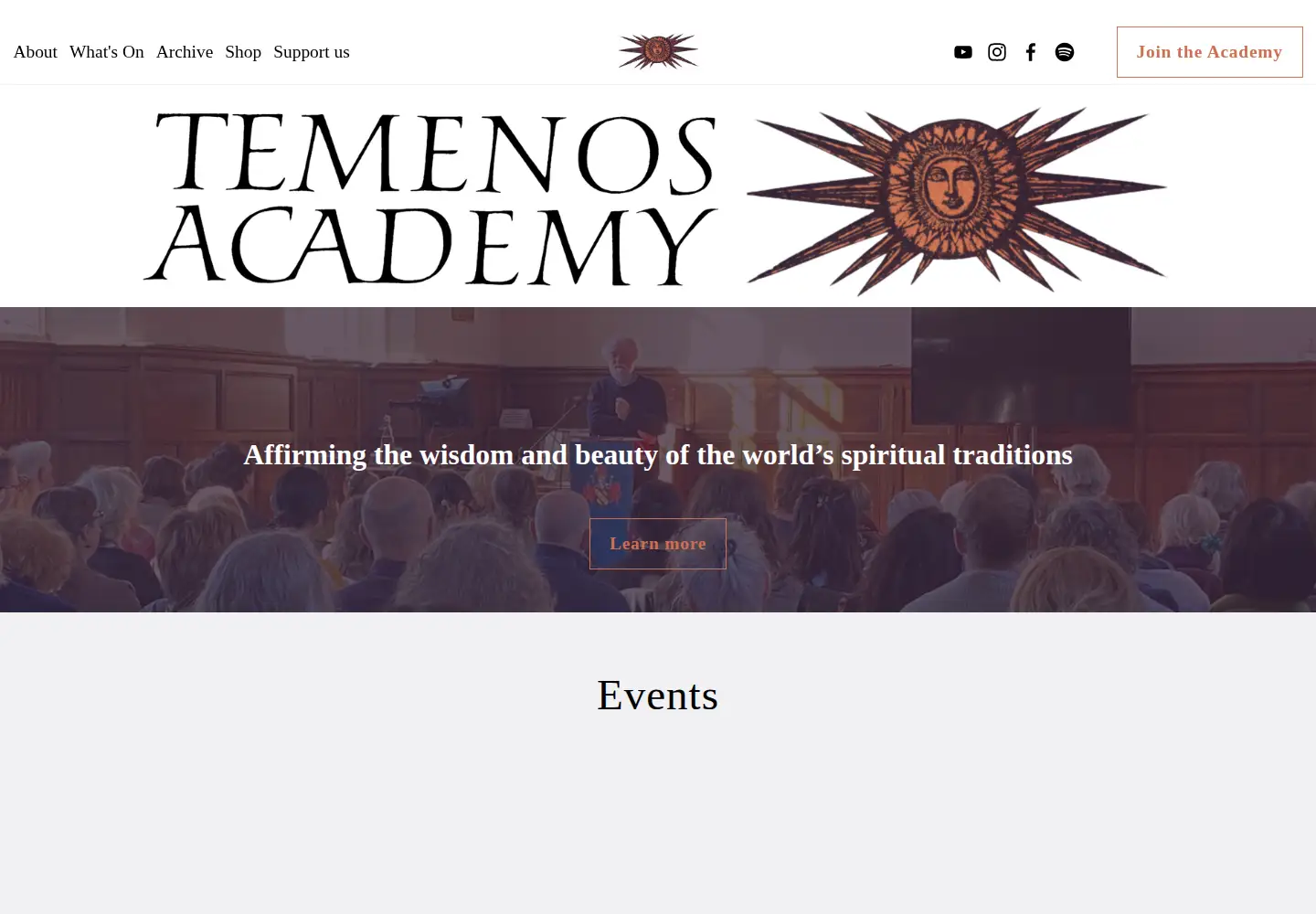 Captured homepage of temenosacademy.org in the current scan