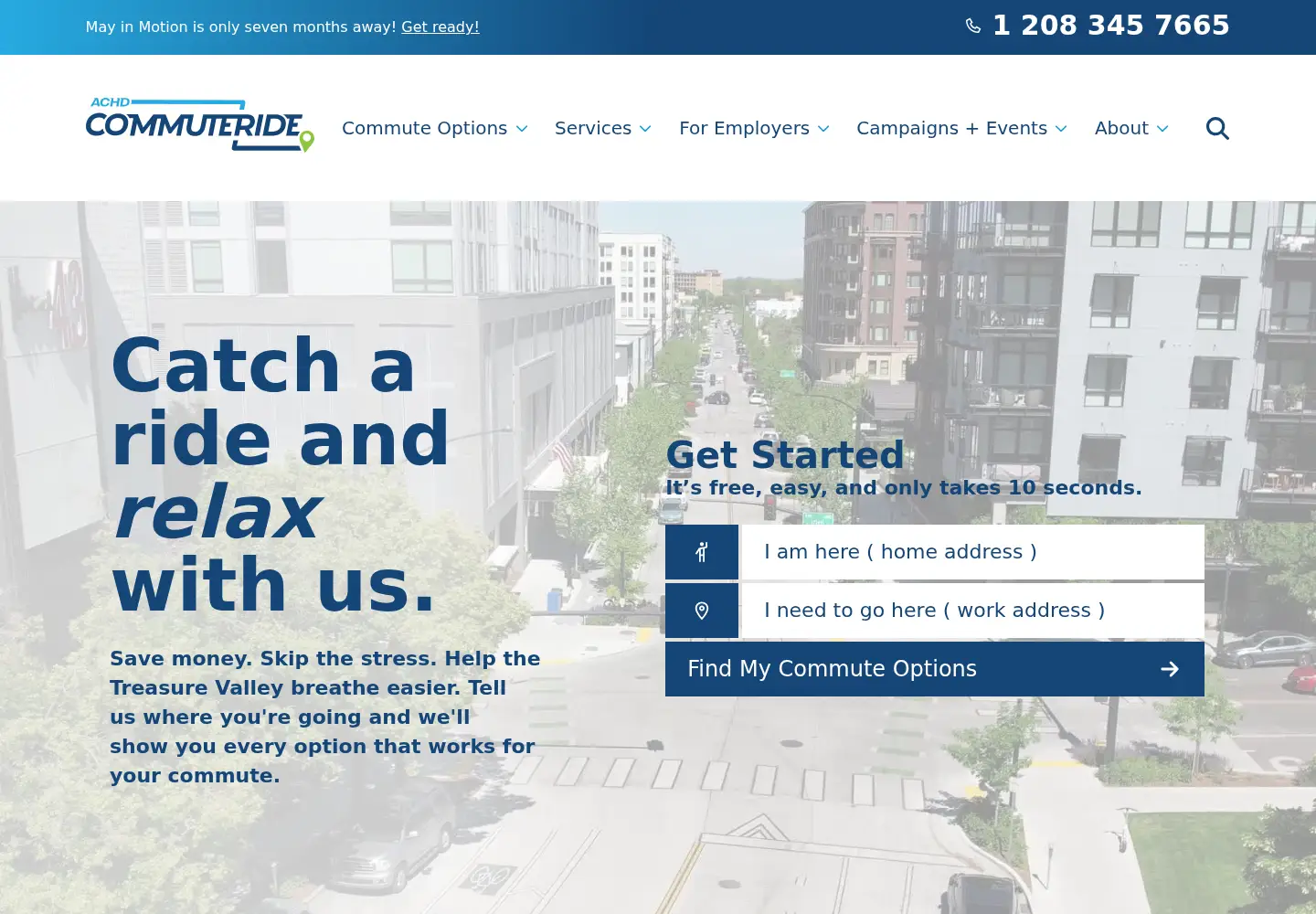 Screenshot of commuteride.com