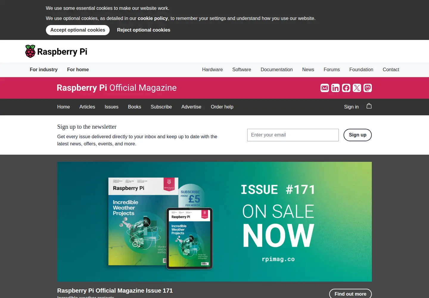 Captured homepage of themagpi.com in the current scan