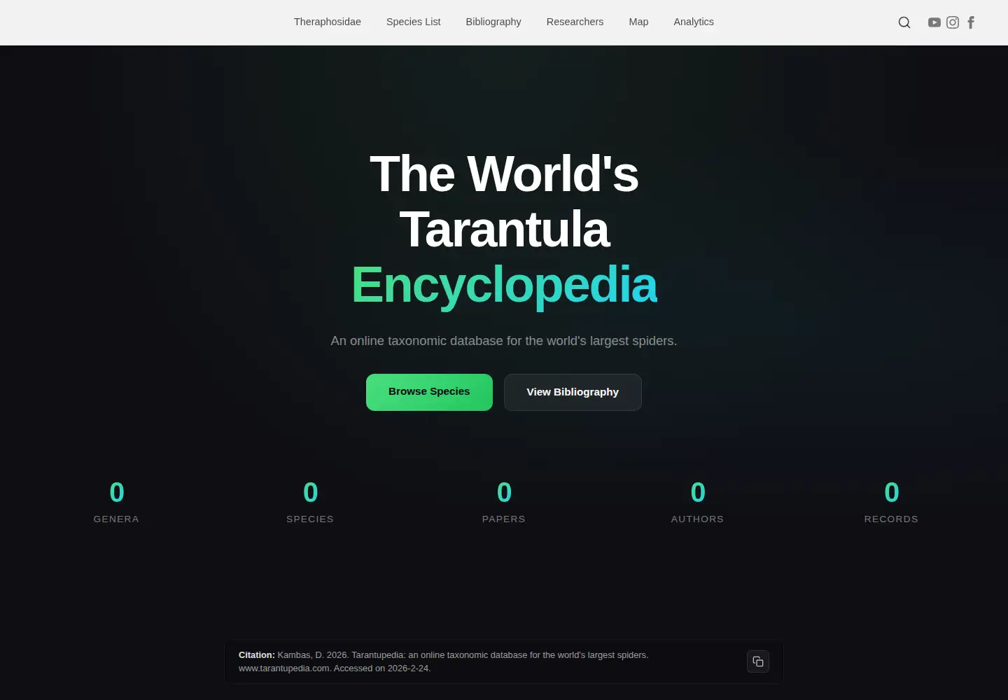 Screenshot of tarantupedia.com