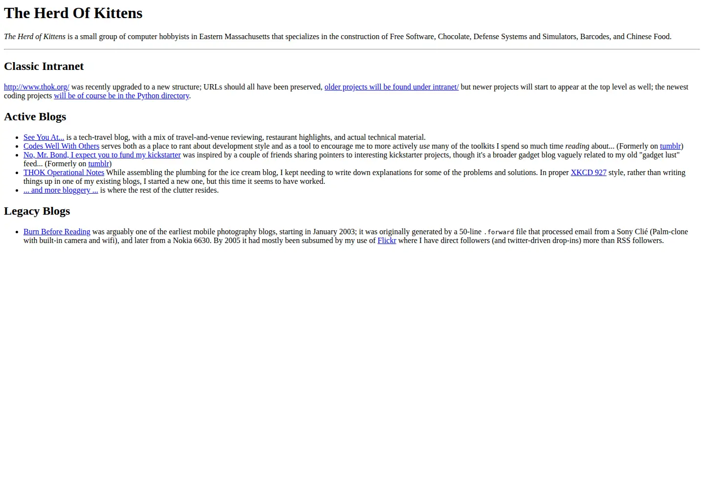 Captured homepage of thok.org in the current scan