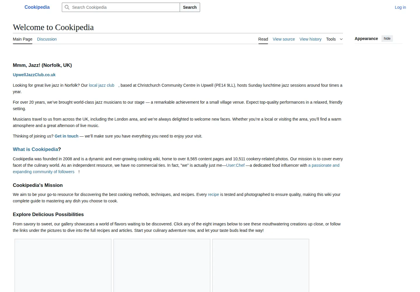 Screenshot of cookipedia.co.uk