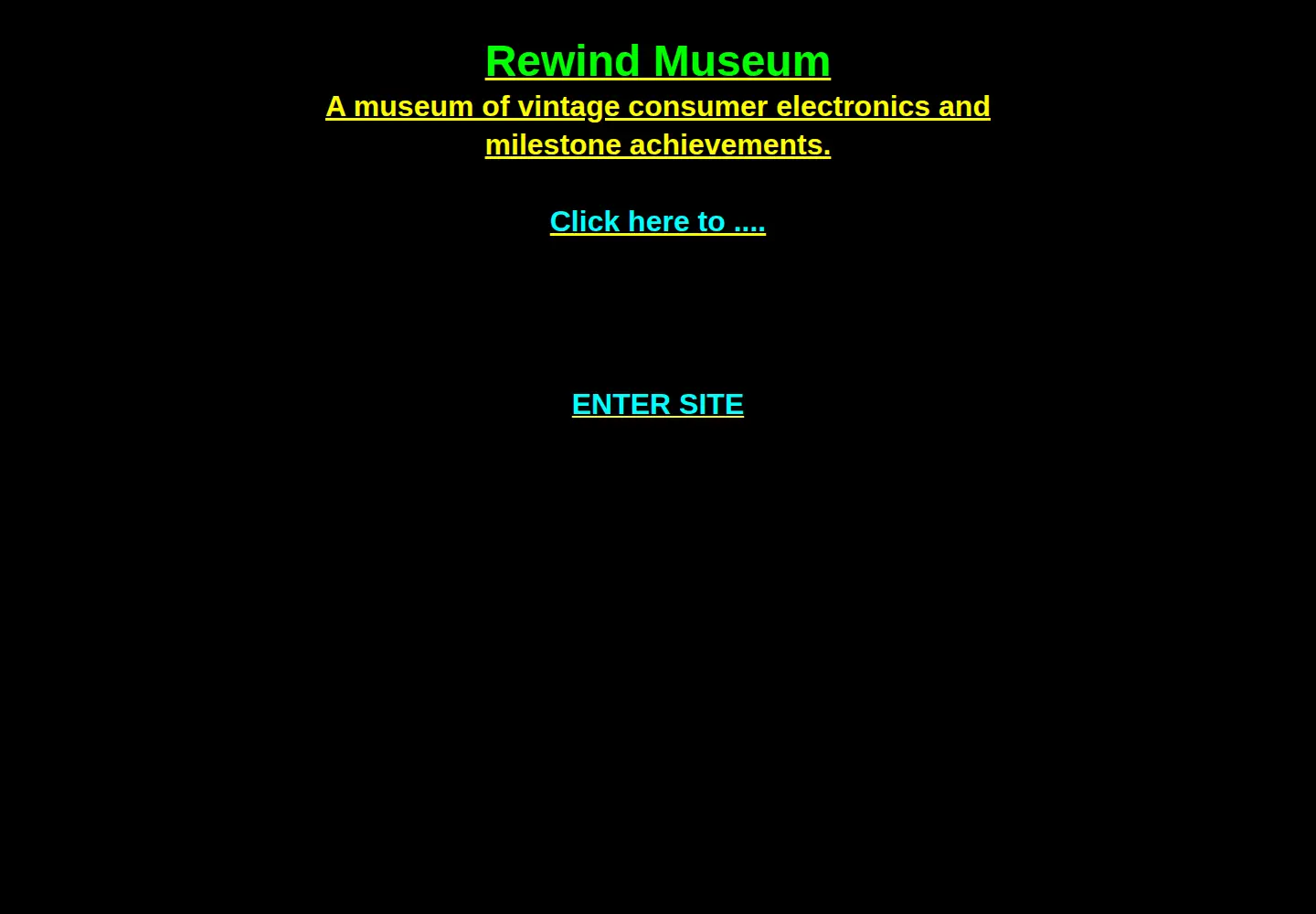 Captured homepage of rewindmuseum.com in the current scan