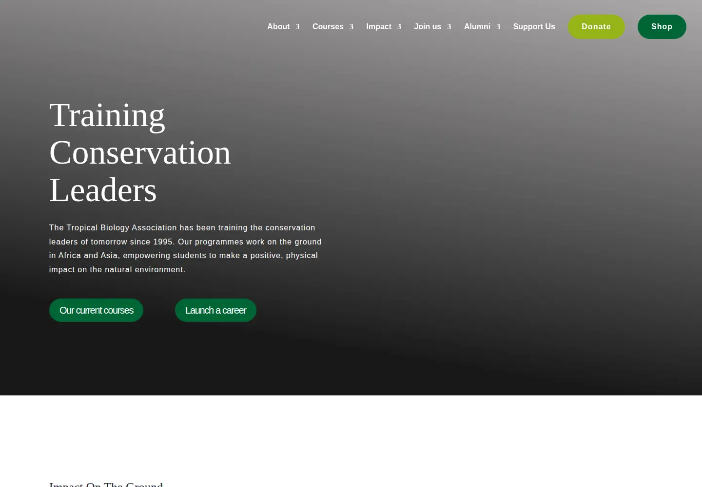 Captured homepage of tropical-biology.org in the current scan