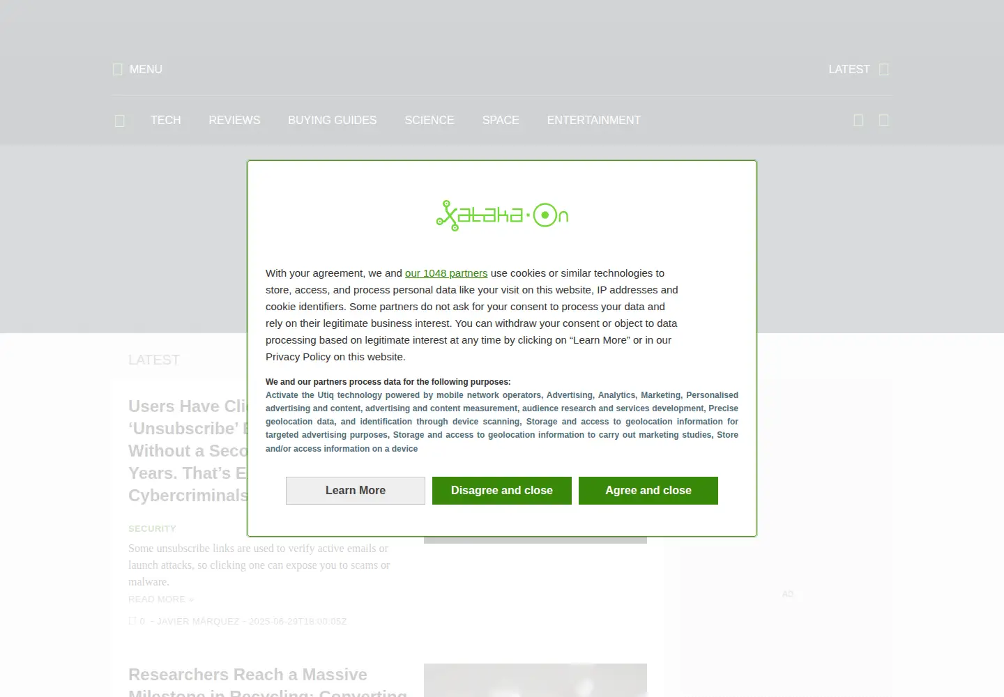 Captured homepage of xatakaon.com in the current scan