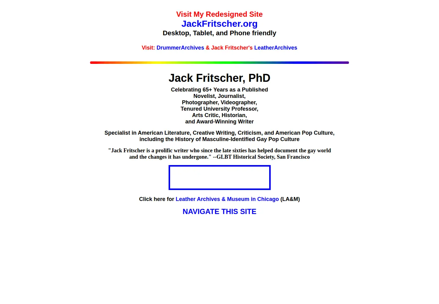 Captured homepage of jackfritscher.com in the current scan