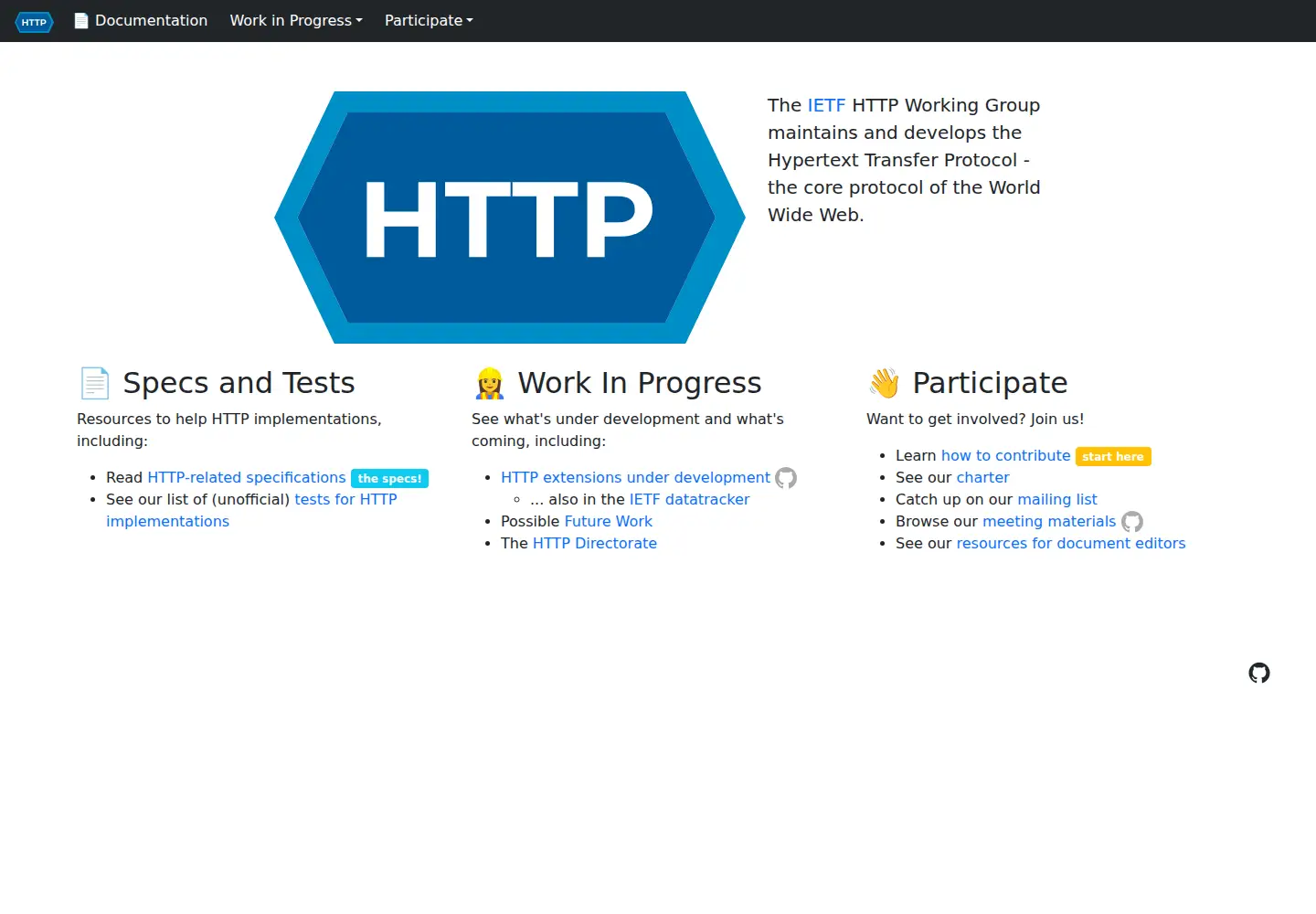 Screenshot of httpwg.org