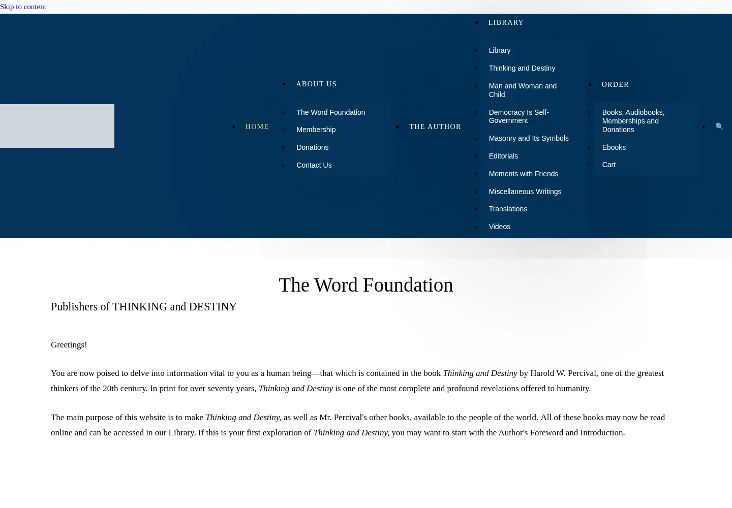 Captured homepage of thewordfoundation.org in the current scan