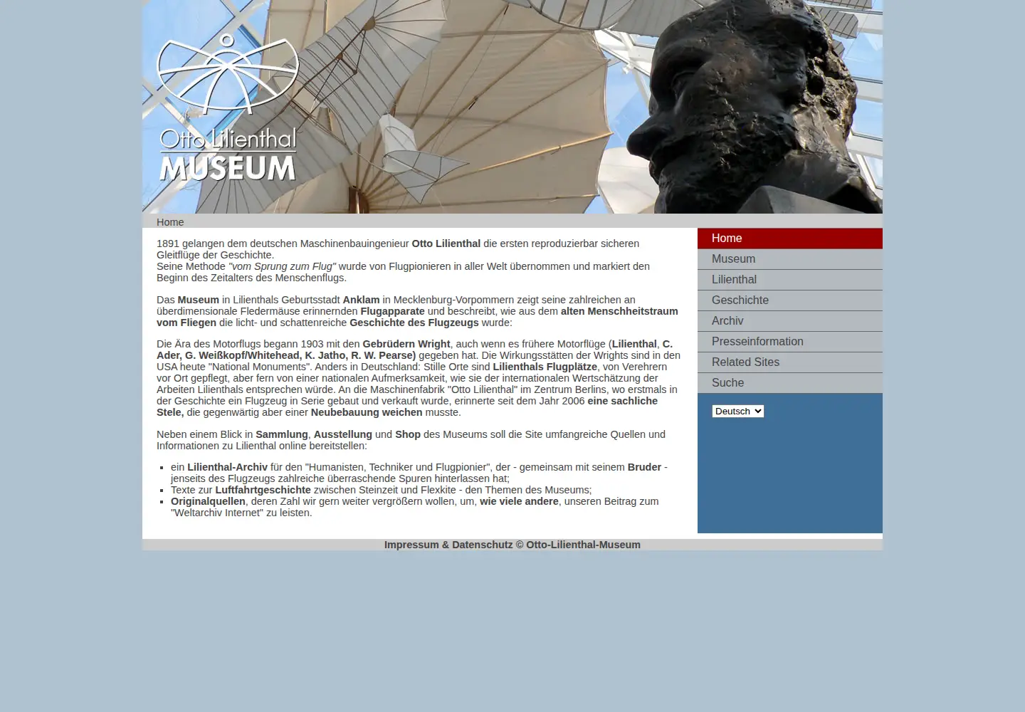 Screenshot of lilienthal-museum.de