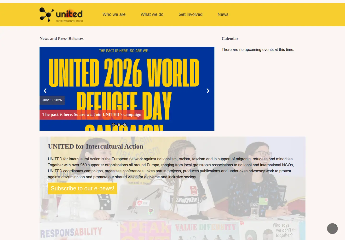 Captured homepage of unitedagainstracism.org in the current scan