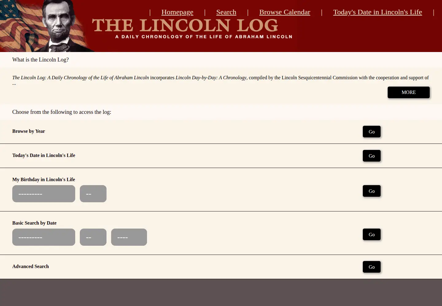 Captured homepage of thelincolnlog.org in the current scan