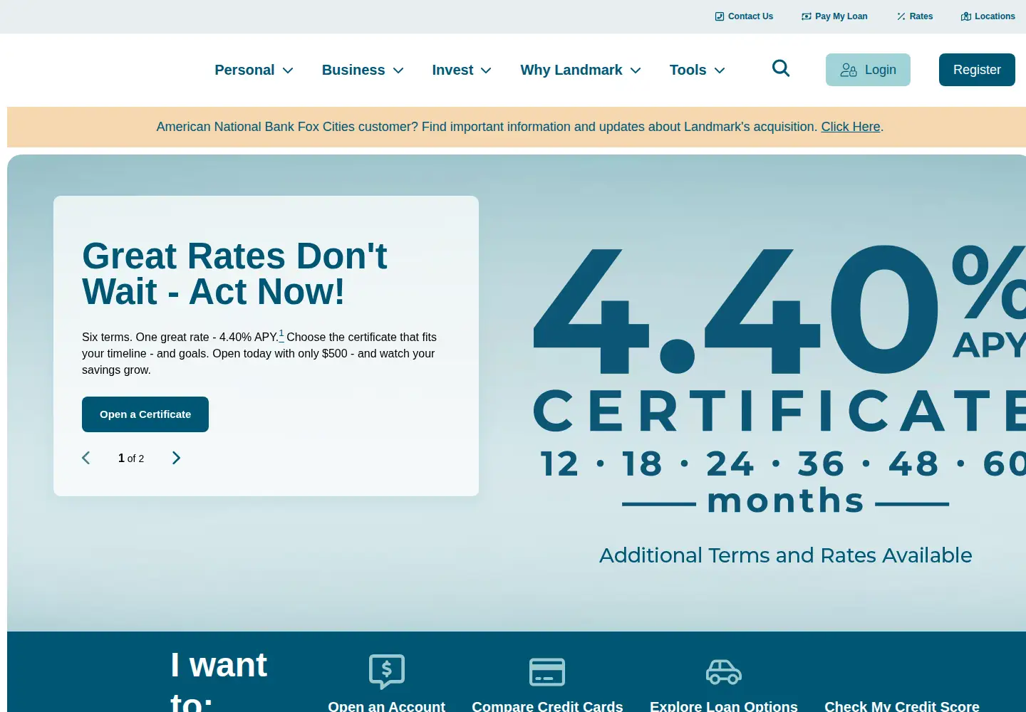 Screenshot of landmarkcu.com