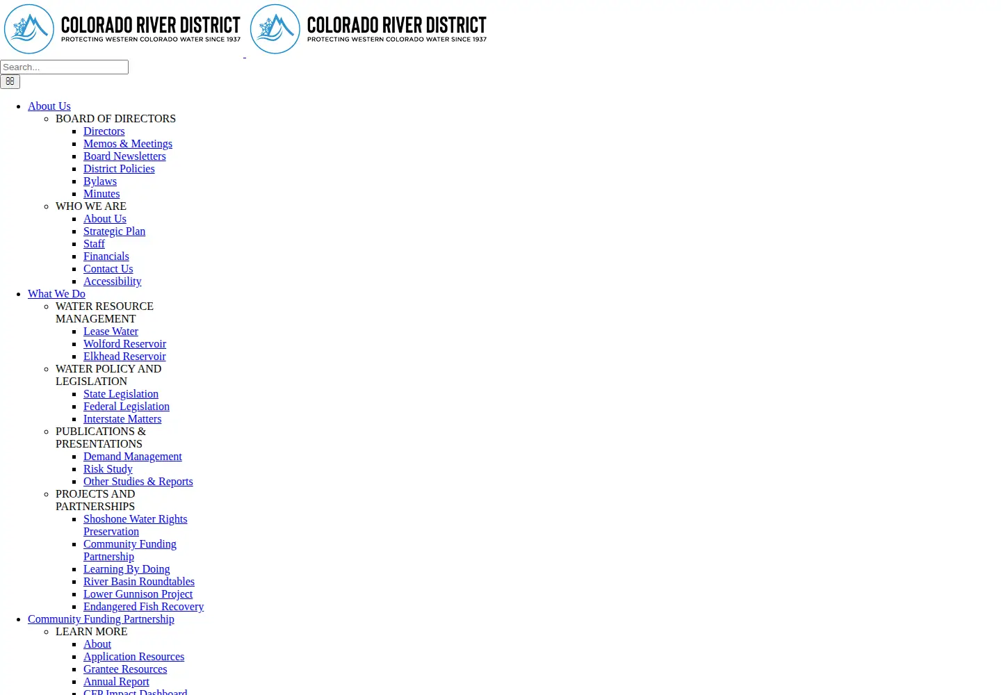 Captured homepage of coloradoriverdistrict.org in the current scan