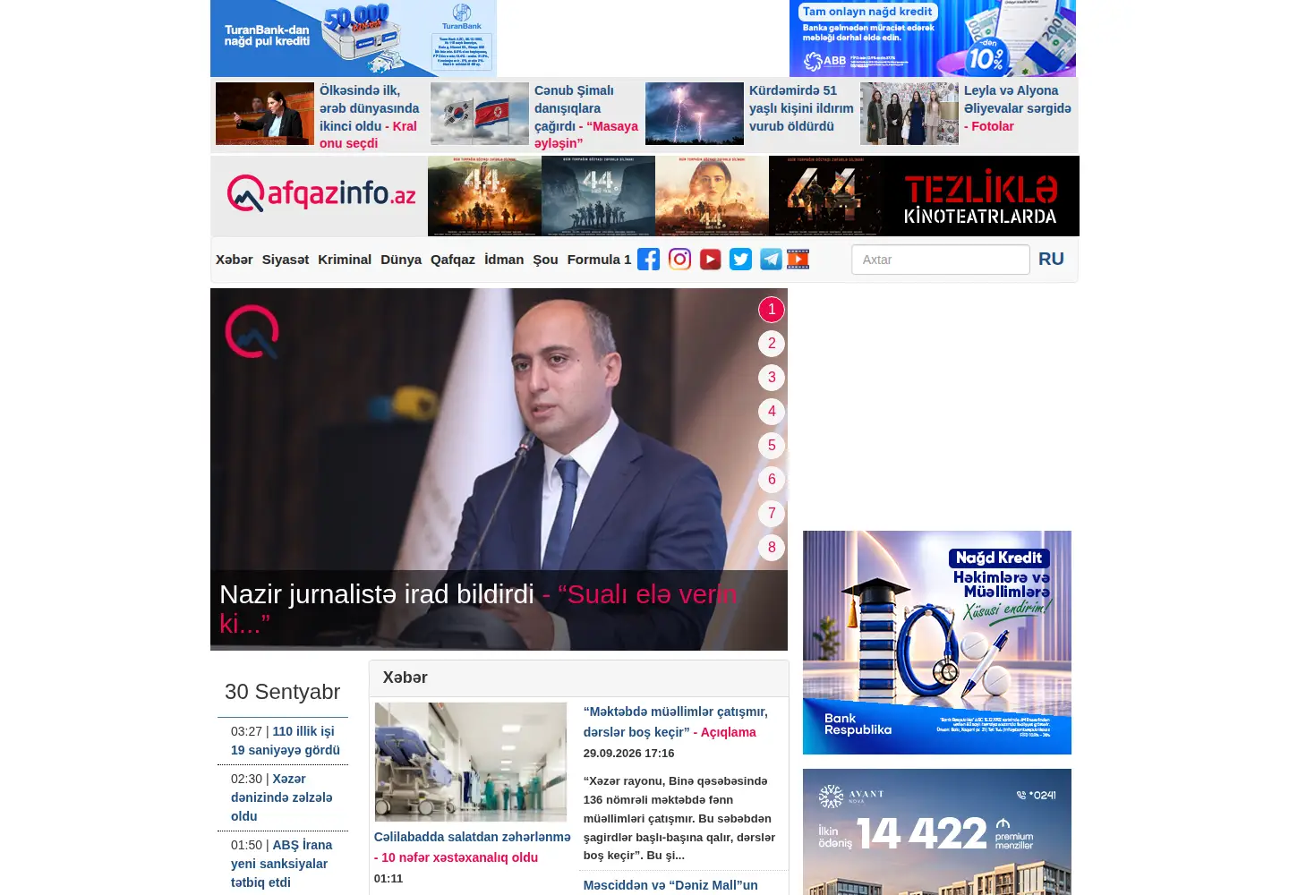 Screenshot of qafqazinfo.az