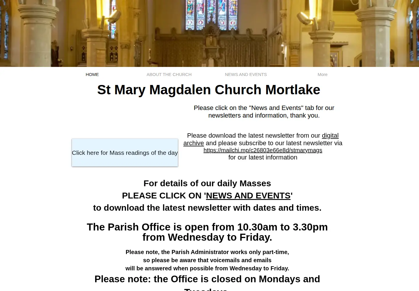 Screenshot of stmarymags.org.uk