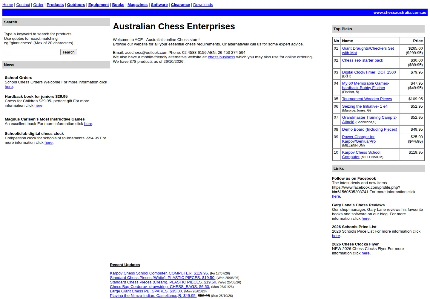 Screenshot of chessaustralia.com.au