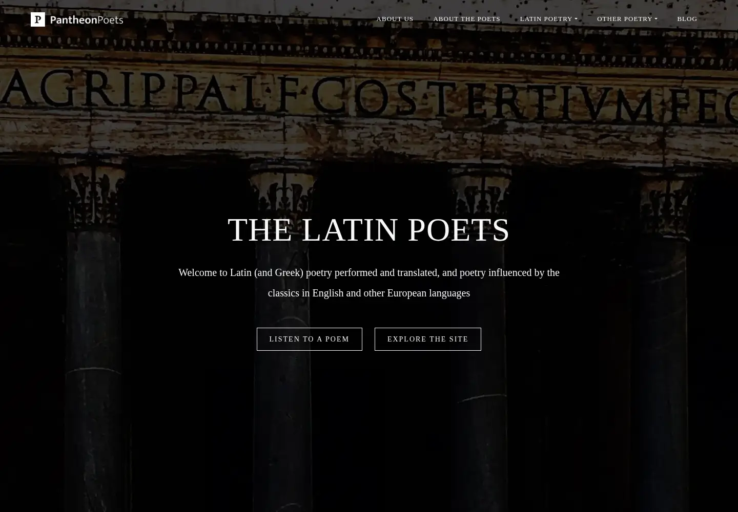 Captured homepage of pantheonpoets.com in the current scan