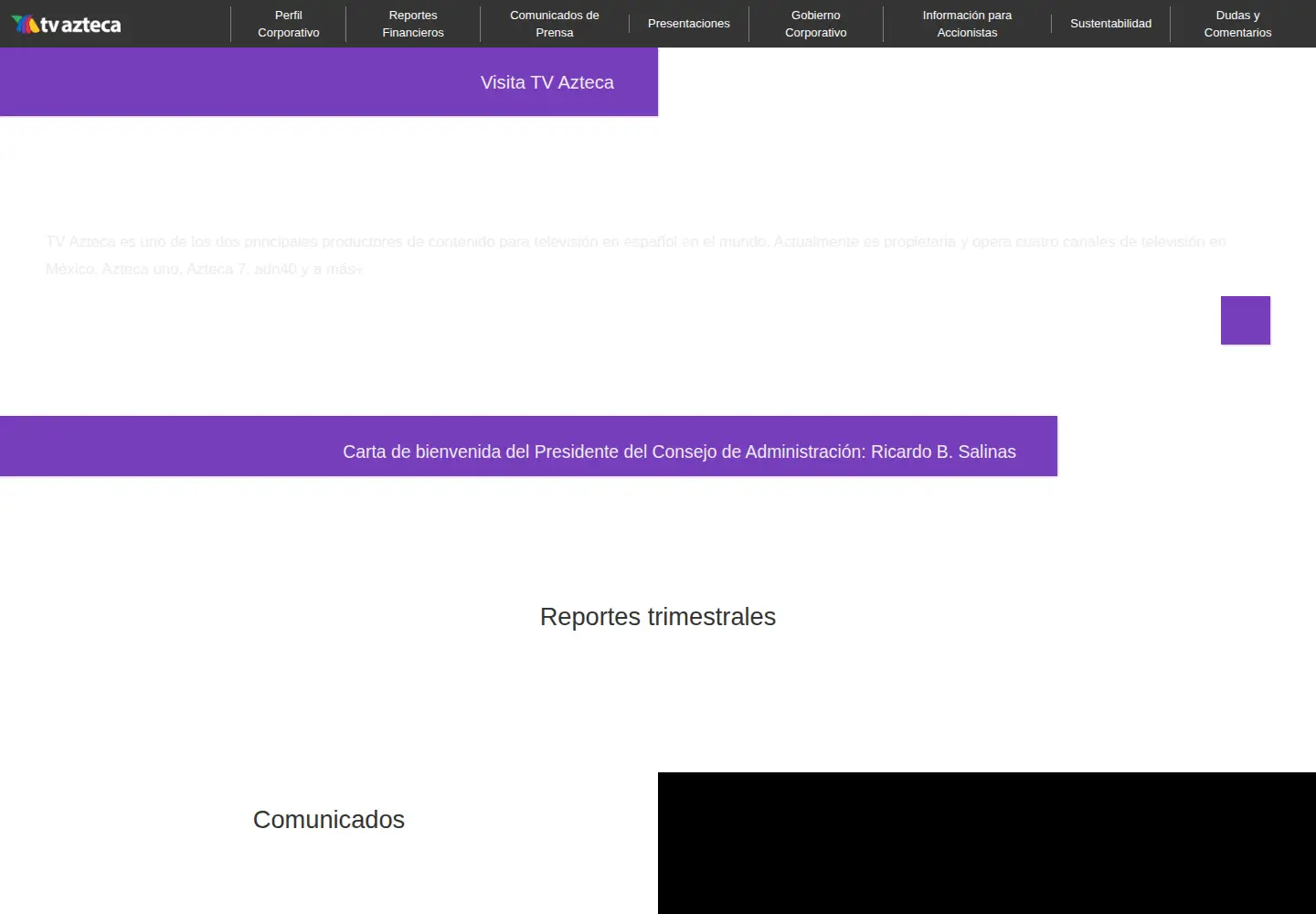 Captured homepage of irtvazteca.com in the current scan