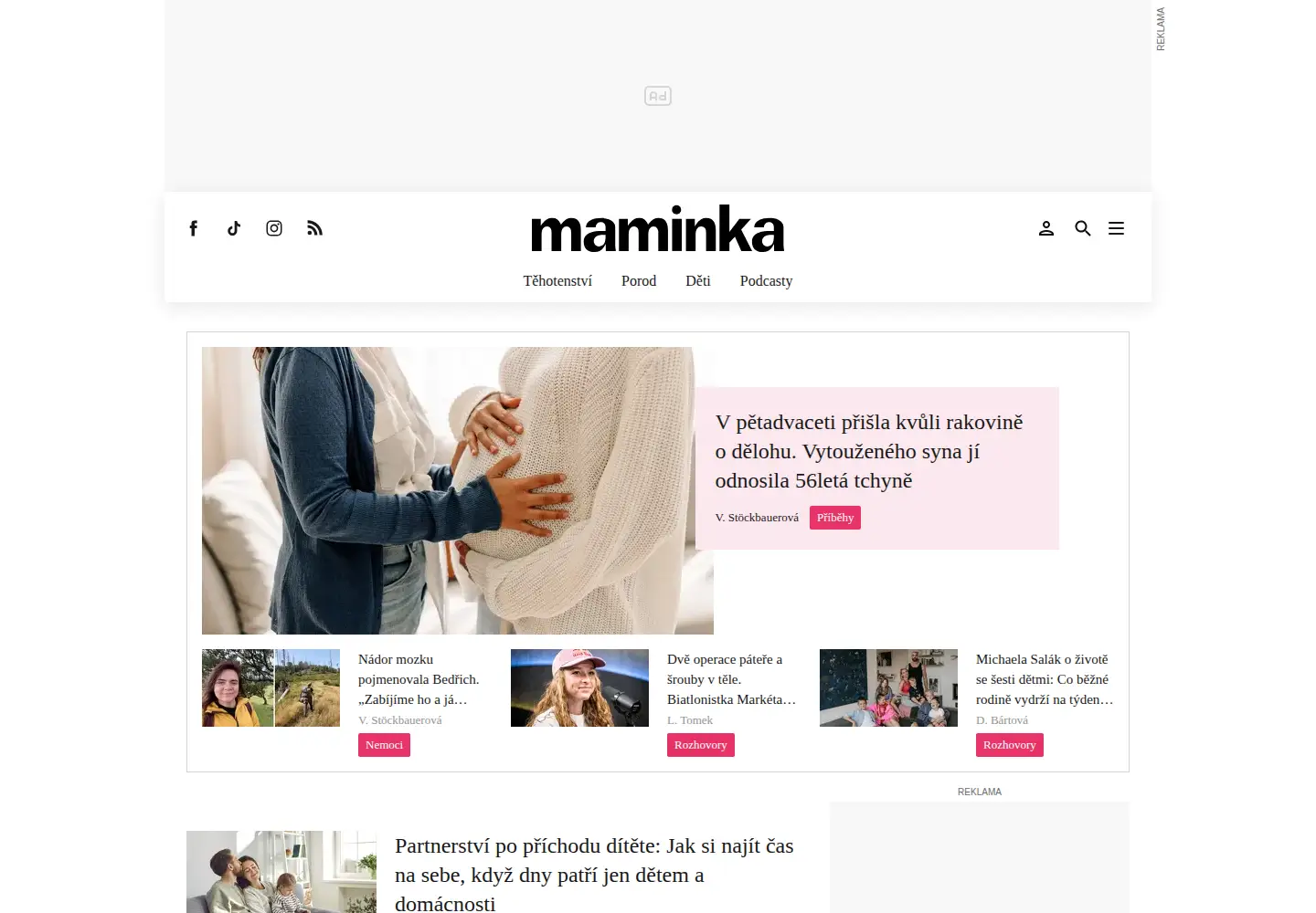 Captured homepage of maminka.cz in the current scan