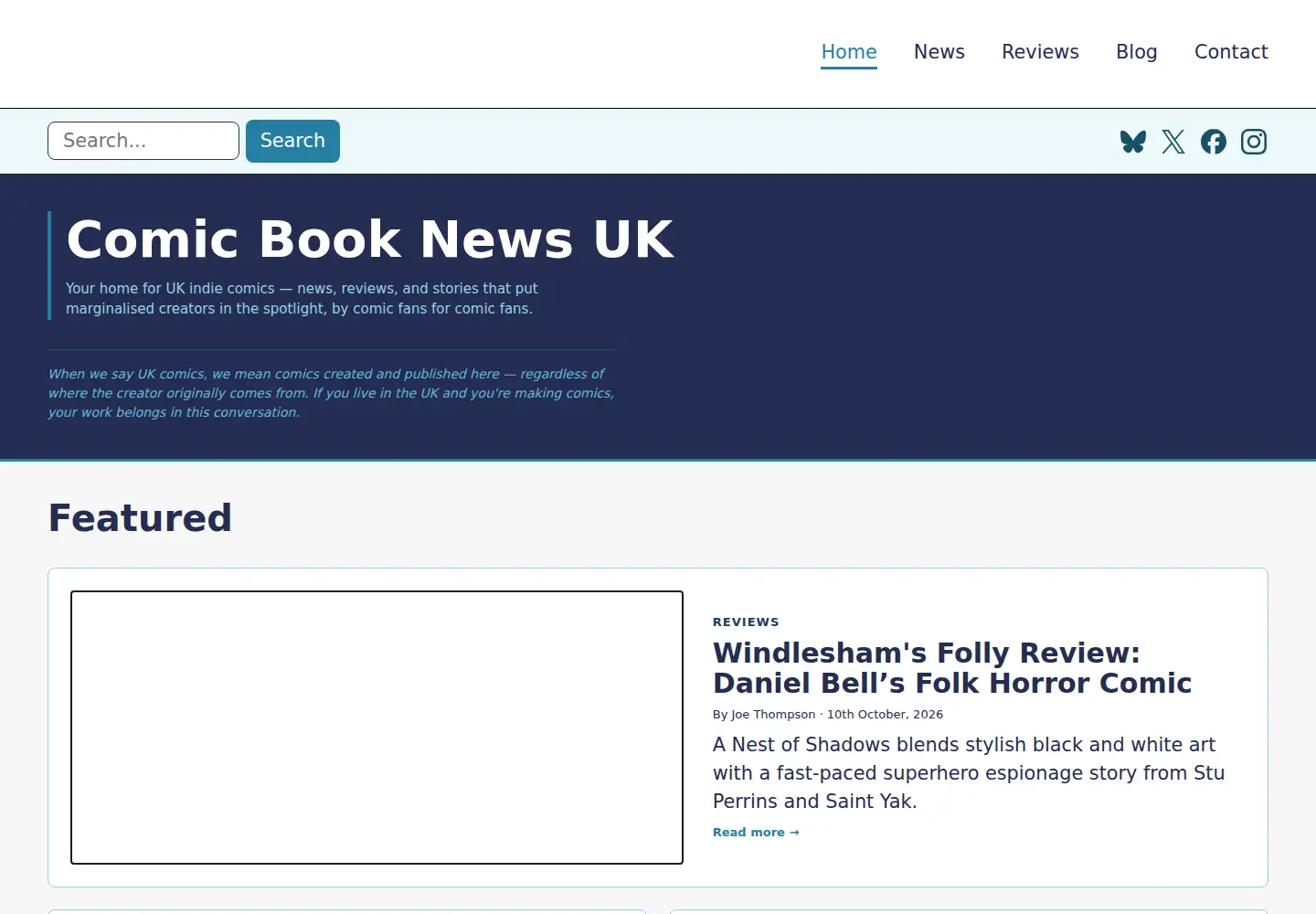 Screenshot of comicbooknews.co.uk