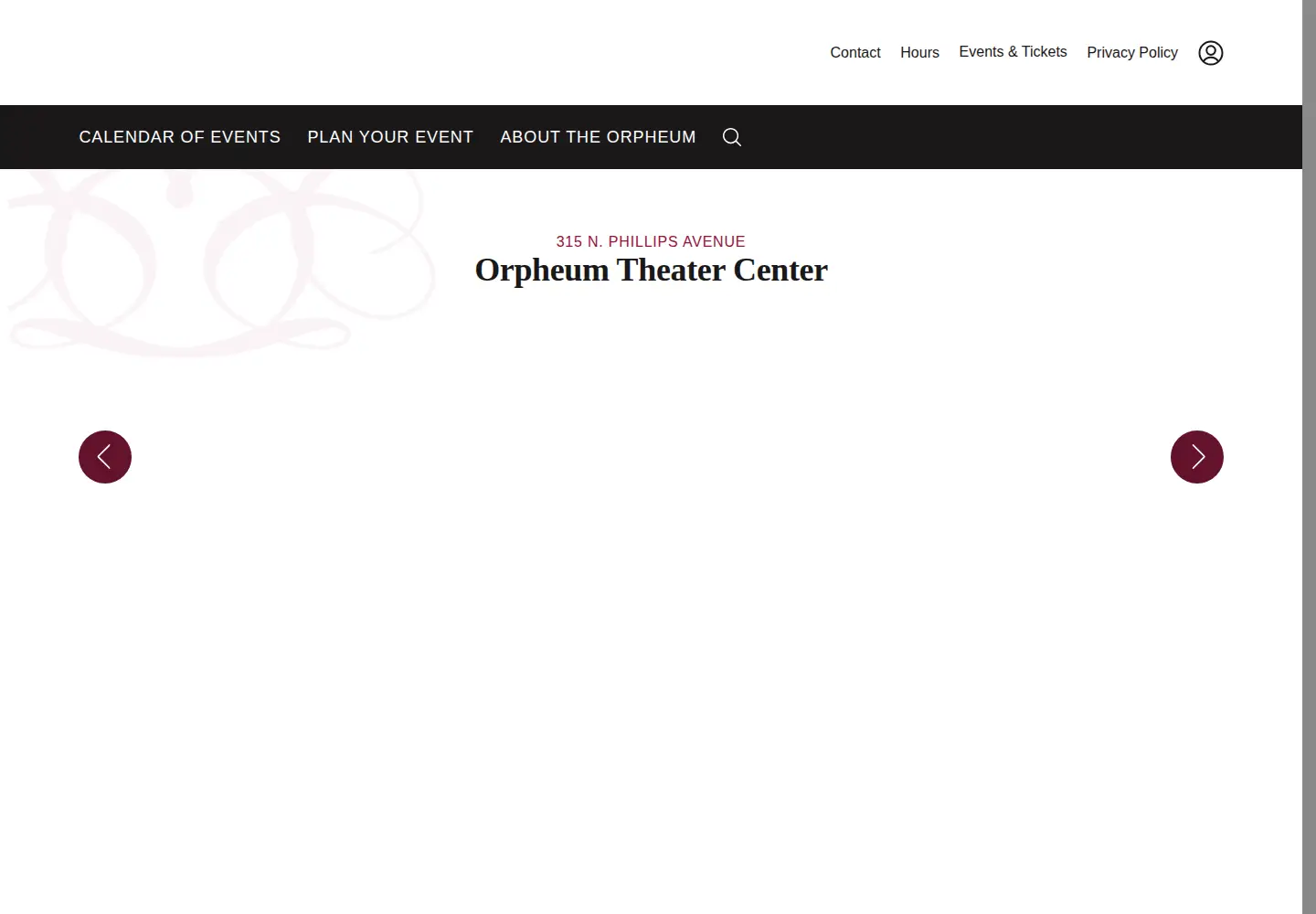 Captured homepage of siouxfallsorpheum.com in the current scan