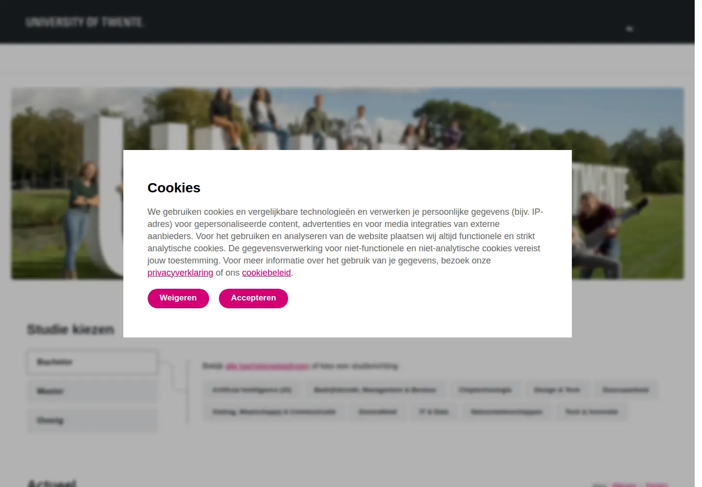Screenshot of utwente.nl