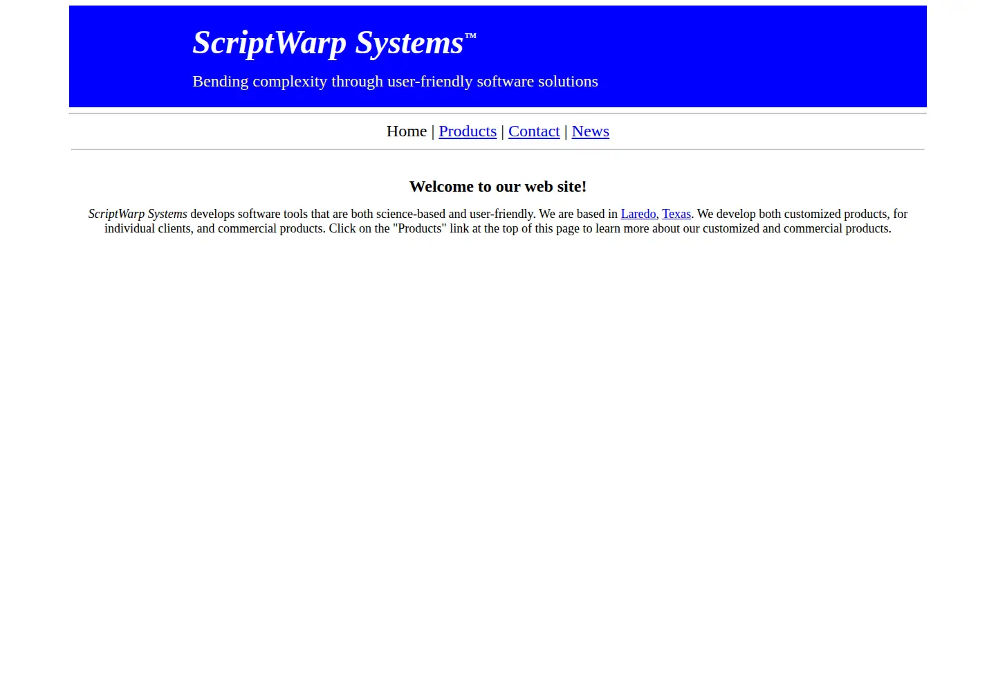 Captured homepage of scriptwarp.com in the current scan
