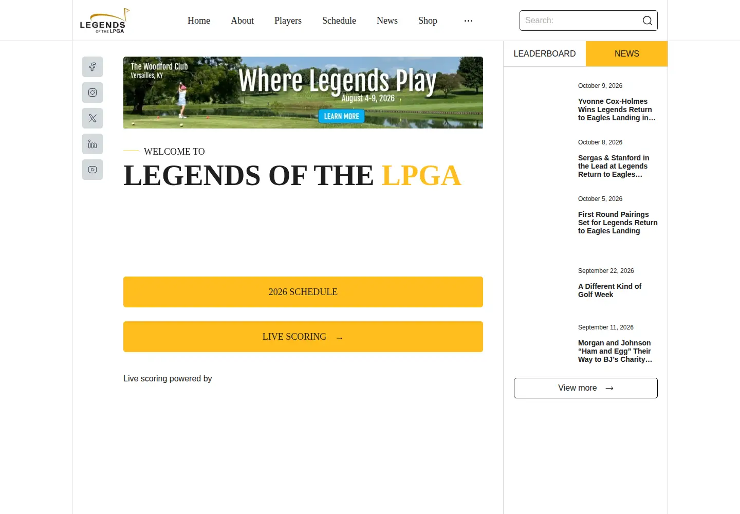Screenshot of legendsofthelpga.com