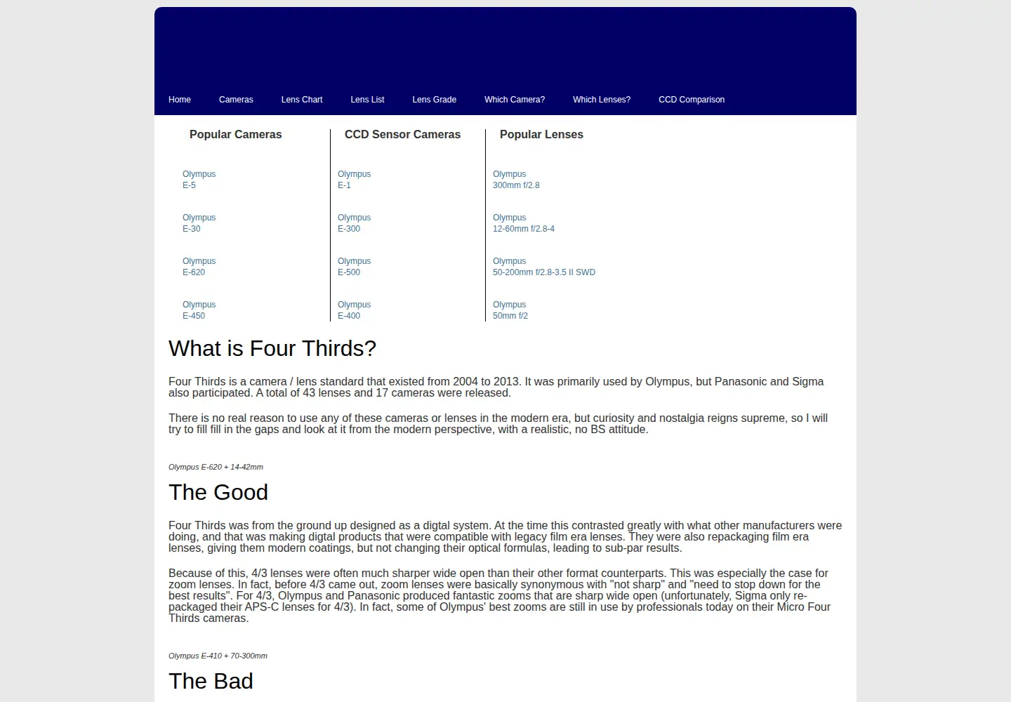 Captured homepage of fourthirdsphoto.com in the current scan
