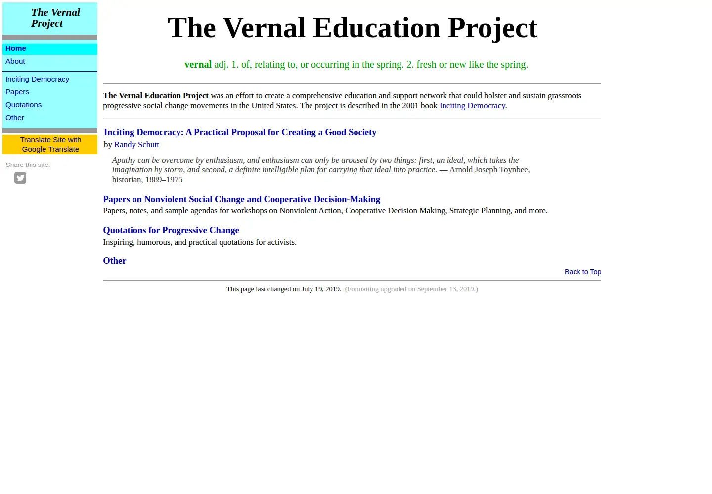 Screenshot of vernalproject.org